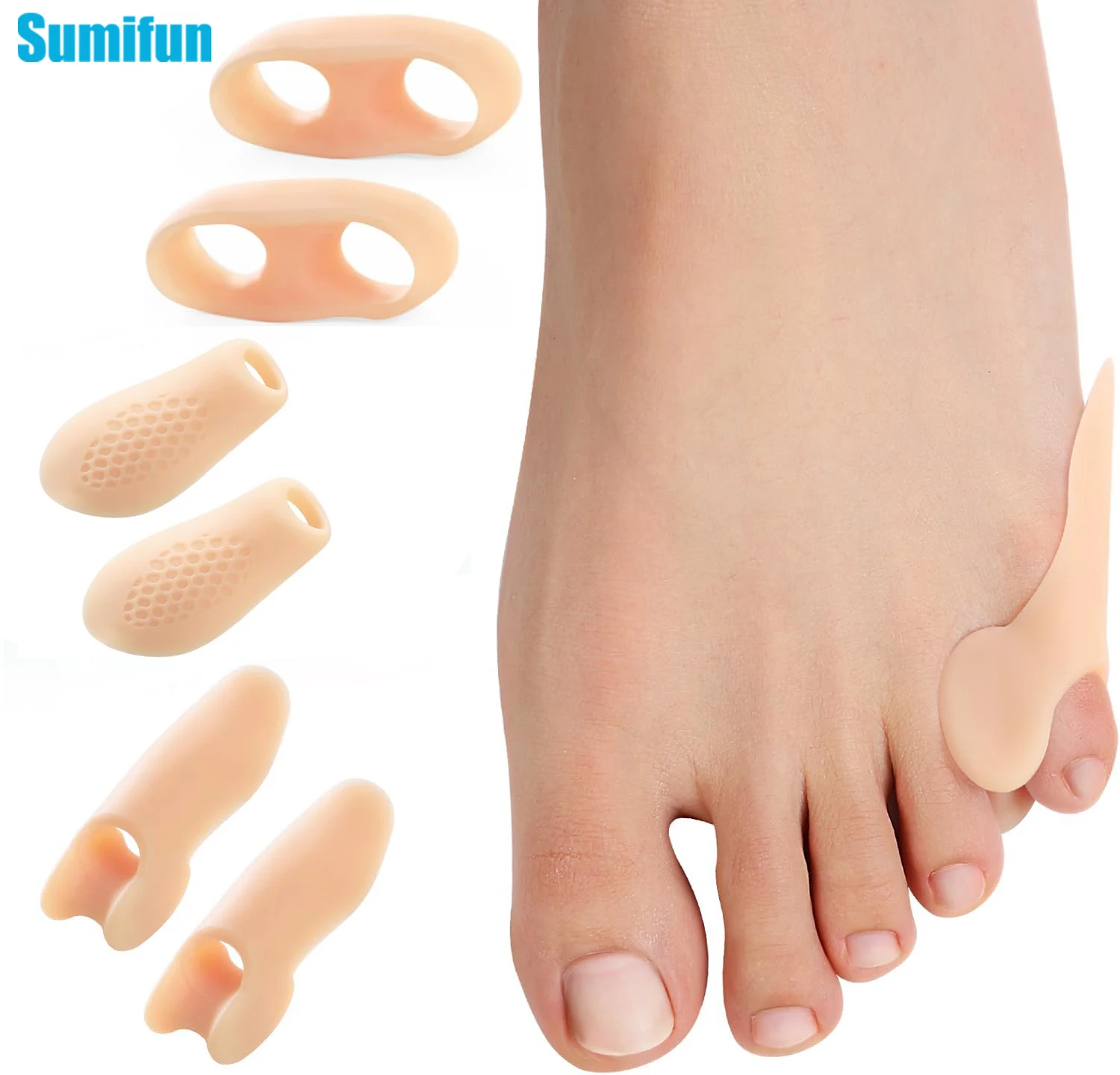 Sumifun 2Pcs Gel Pinky Bunion Corrector Toe Separators Bunionette Pads Toe Spacers for Pain Relief of Corn Callus and Blisters