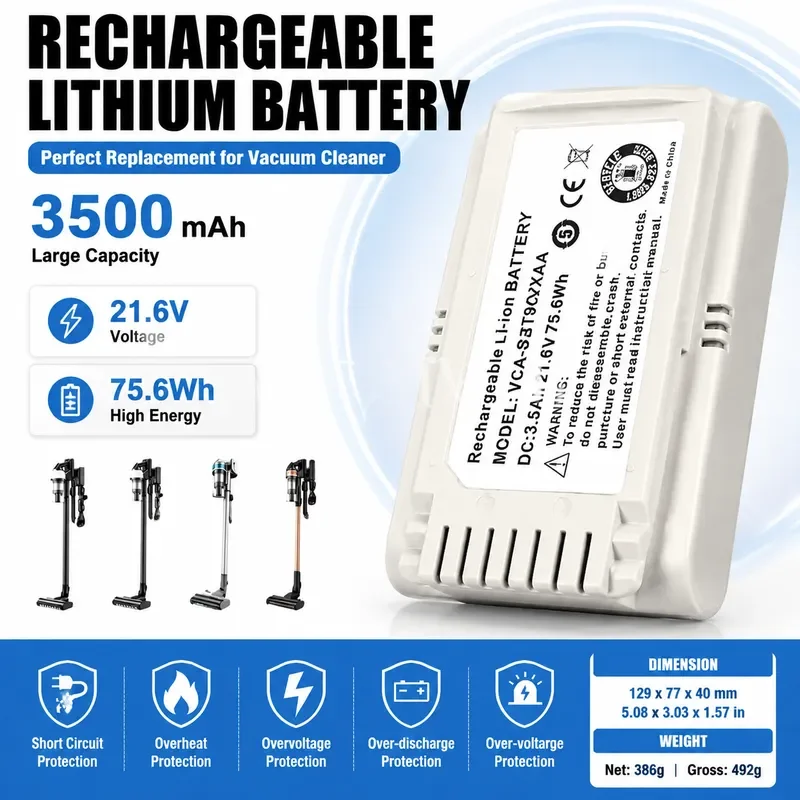 VAC-SBT90E Vacuum Replacement Battery for Samsung Jet70/Jet70+ VS15T7032P4 VCA-SBT90EB VCA-SBT90E Cordless Stick Vacuum