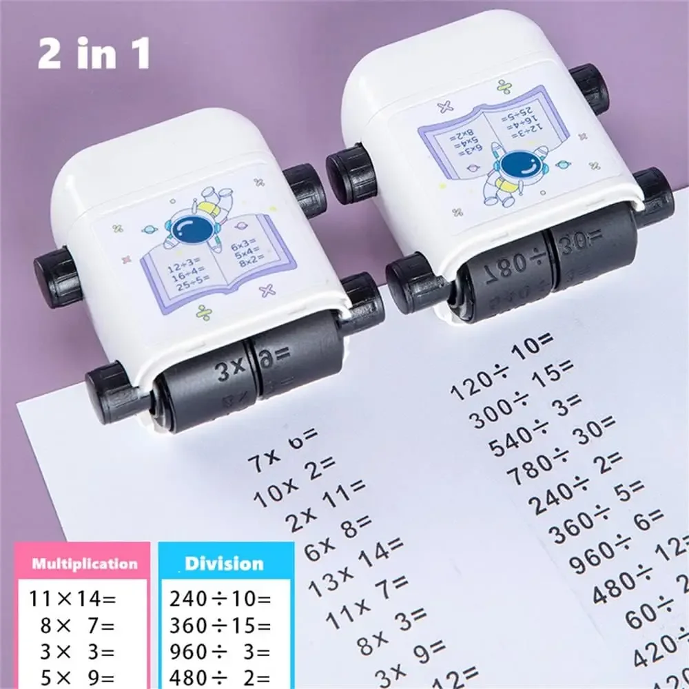 Digital Teaching Stamp Within 100 Math Stamp Roll 2 In 1 Multiplication Division Teaching Stamp for Kids Double-Head Roller