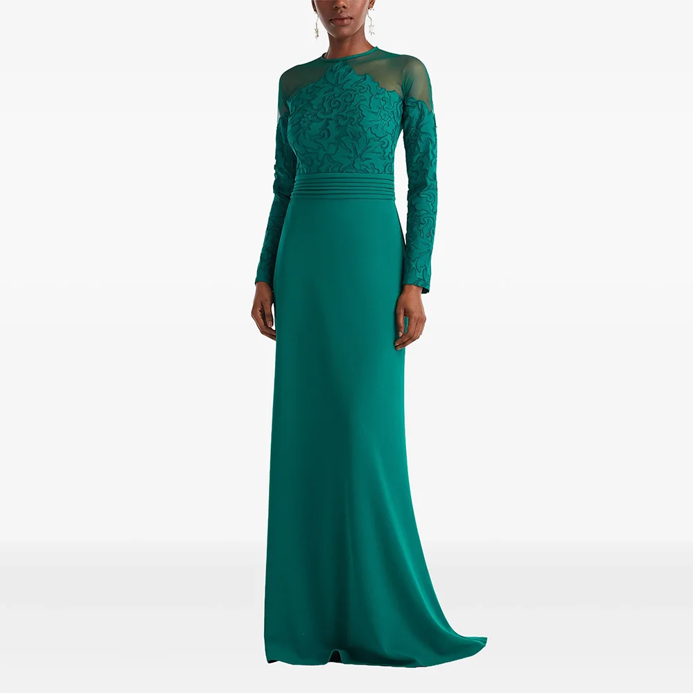 Abiti da sera semplici O-Collo maniche lunghe Abiti da sera a sirena Abiti da ballo eleganti formali lunghi fino al pavimento personalizzati 2025