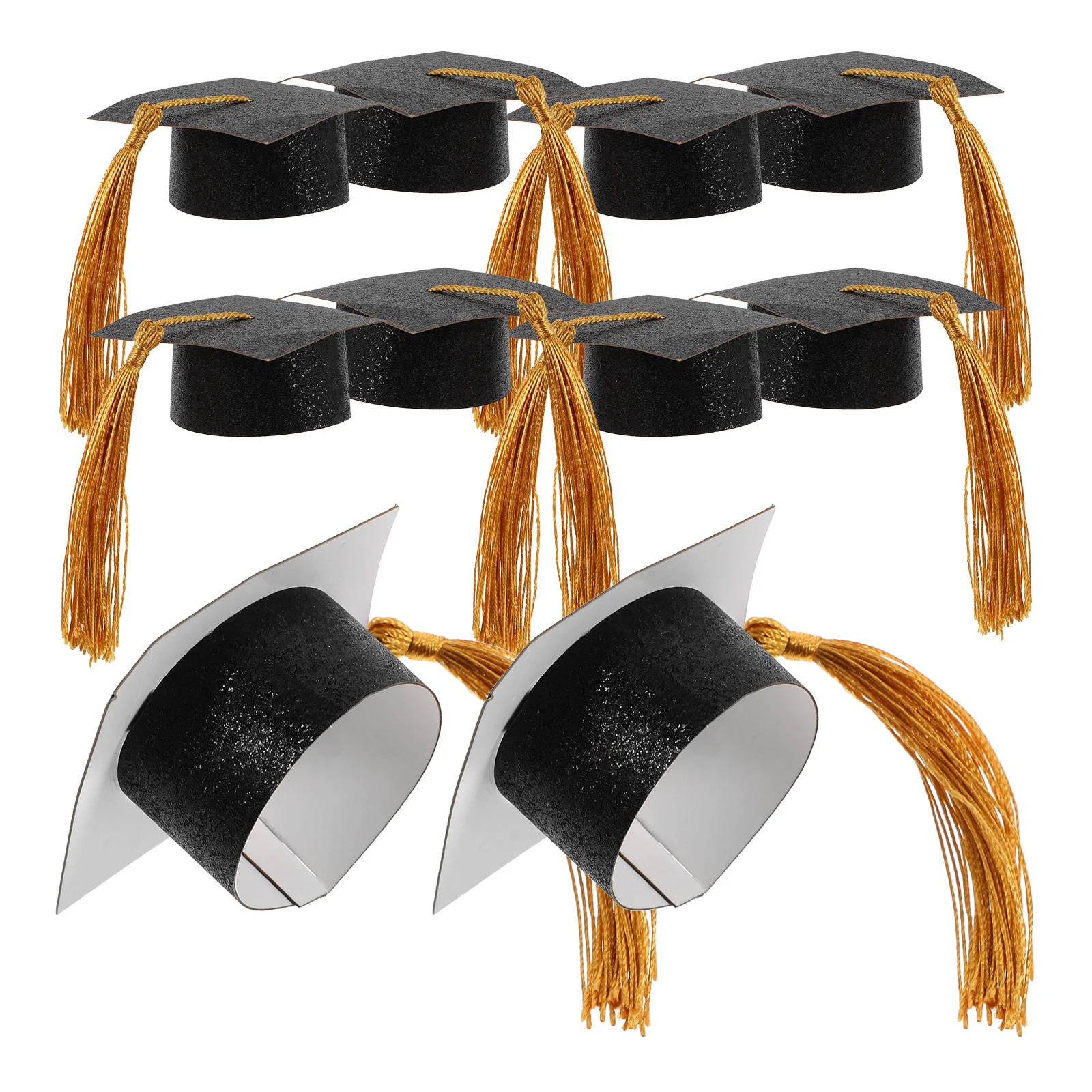 

20pcs Black Doctoral Hat Cup Cover for Graduation Parties College Gifts Reusable Goblet Lid Glass Plug Party Favors