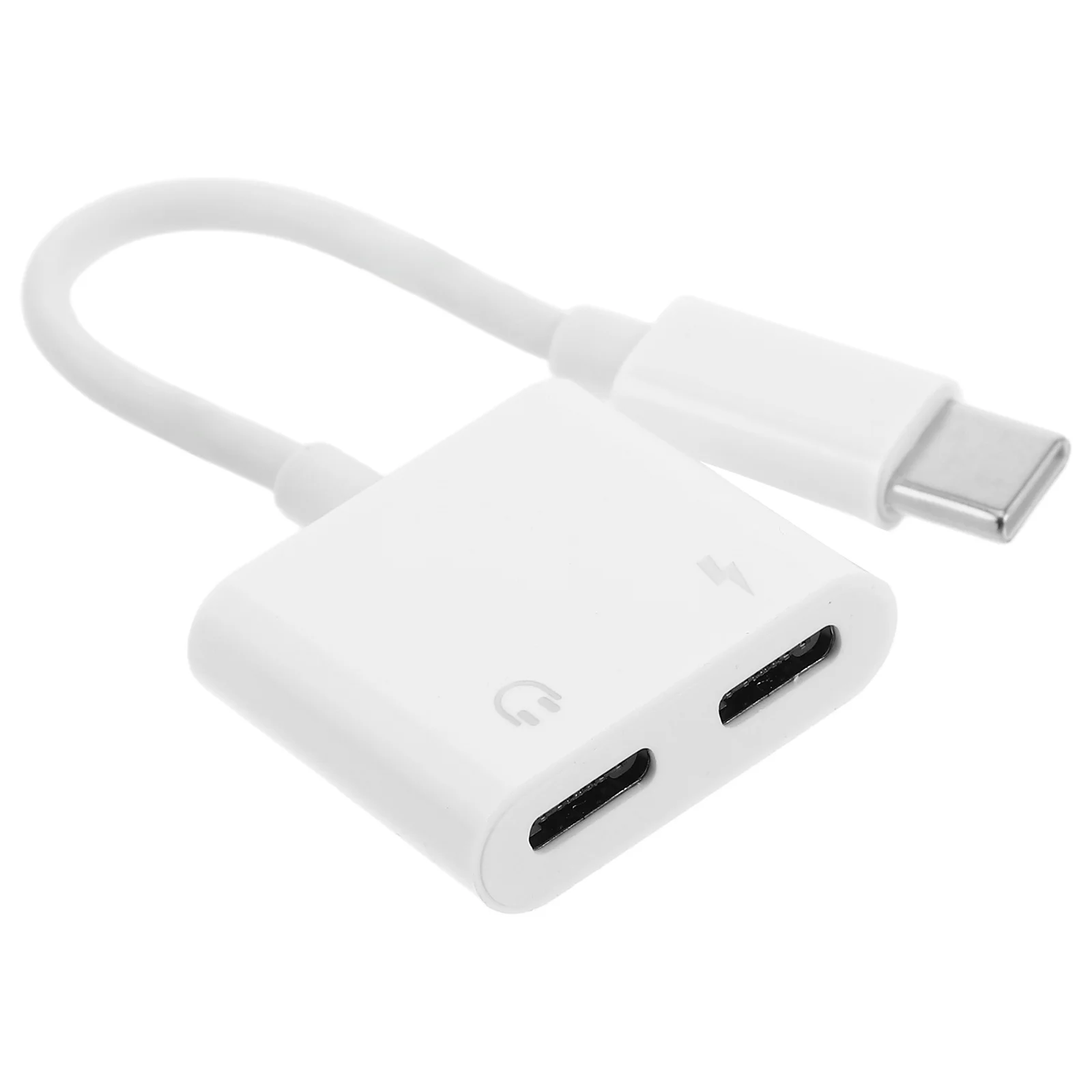 

Wired Earbuds Mobile Phone Adapter Audio Port Headphone Splitter Cable Microphone Plug White Attachment