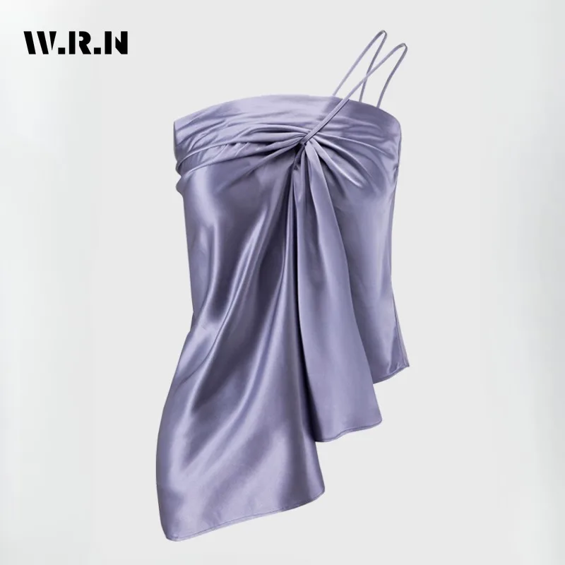 

Hotsweet Solid Color Soft Sleeveless Fashion Sheath Tanks Top 2024 Summer Women Luxury Slim Fit Satin Crop Top Female Vest