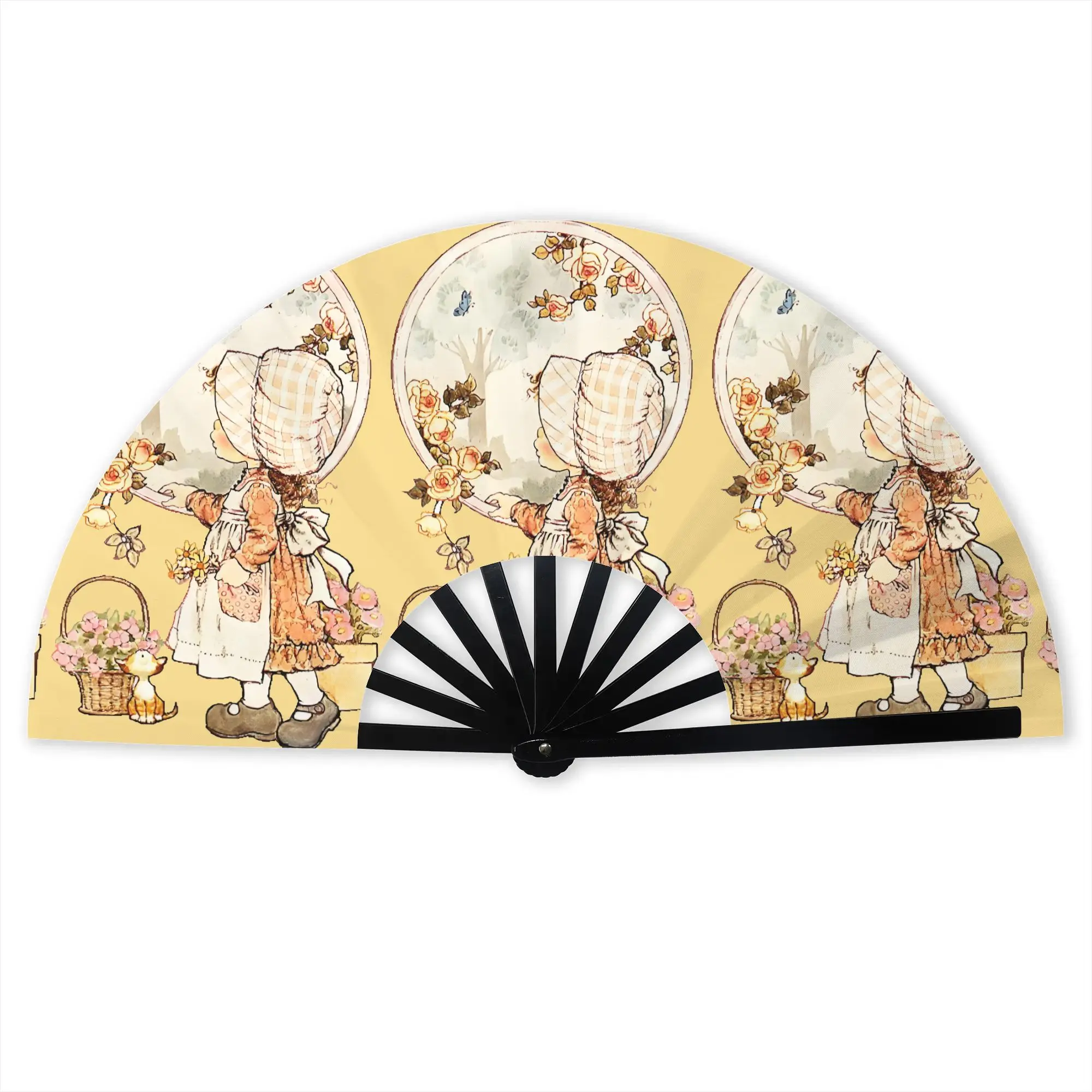 S-Sarah Manga Kay Stylish Hand Fan Men Children's Painter Polyester Fan Aesthetic Prop Folding Fans For Sports Events  Gift