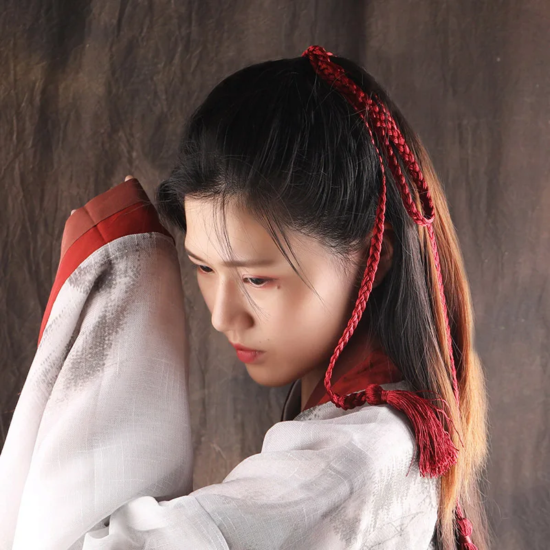 Vintage Chinese Style Solid Color Hair Rope Women Cos Perform Headwear Antique Hanfu Accessories Headband