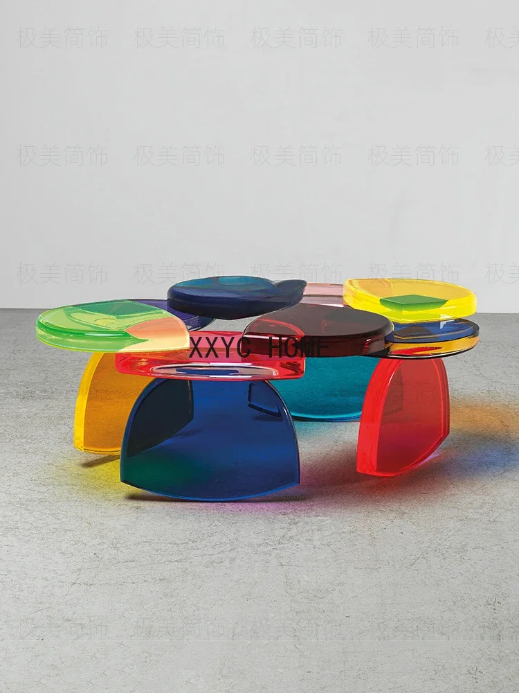 Modern Colorful Acrylic Transparent Coffee Table Minimalist High-Grade Artistic Stitching Designer Petal Coffee Table furniture