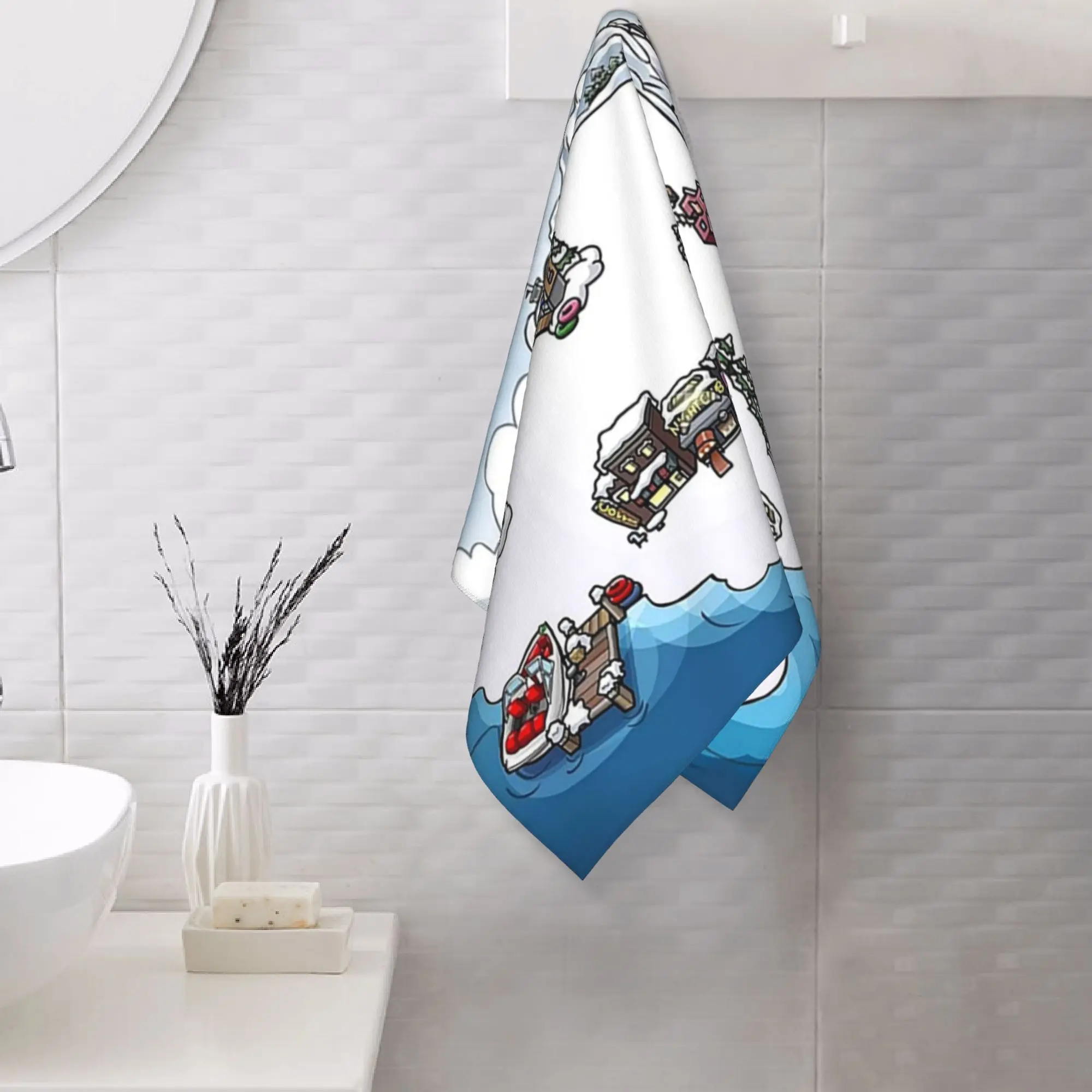 Toalla Facial Suave Personalizada Club Penguin M, Toallas de Algodón de Secado Rápido para Piscina y Baño, Transpirables