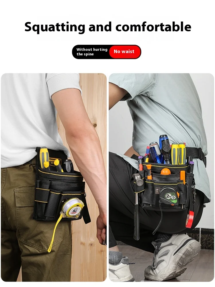 

Tool Waist Pack Multi-Function Repair Bag Small Canvas Electrician Belt Drill Tool Kit For Men'S Construction