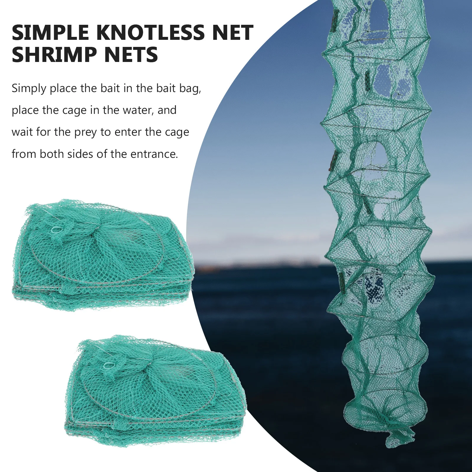 

2Pcs Shrimp Trap Mesh Net Foldable Portable Fishing Basket Cage Crabs Lobsters Catching Trap Foldable Bait Cast