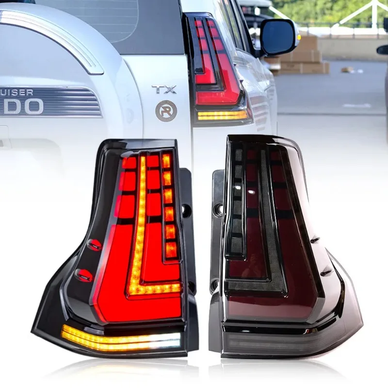 

For Lexus GX460 2010-2021 LED Tail Lights Smoke Sequential Rear Lamps Black Housing Left & Right