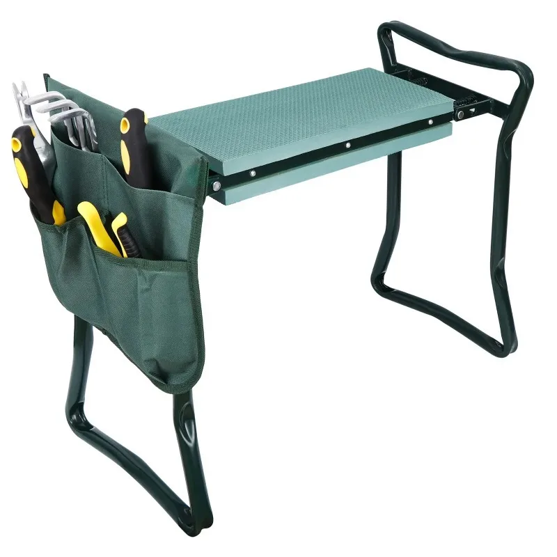 Foldable Garden Kneeler Kneeling Bench Stool Soft Cushion Seat Pad & Tool  With Storage Pouch