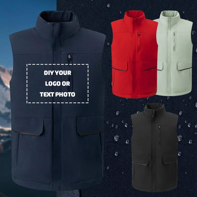 Customized Logo Waterproof Down Warmth Winter Ultra Light Sleeveless Jackets Coats Portable Casual Waistcoat Bodywarmers LS-K55