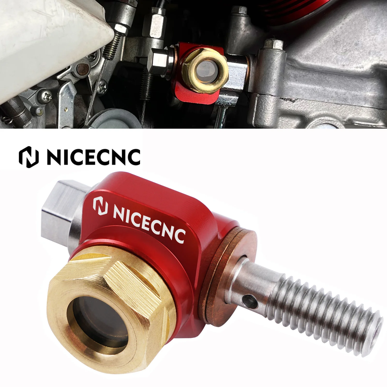 

NICECNC for Honda XR650L XR600R XR 650L 600R L R 1985-2024 2022 2021 2020 Banjo Bolt Oil Sight Glass Motorcycle Aluminum Alloy