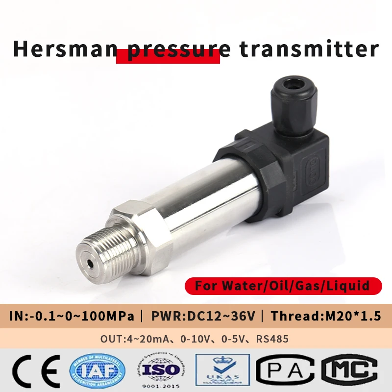 0-5V Pneumatics Pressure Transmitter 0-100 bar Static Diffusion Silicon Pressure Hydraulic Oil Gas Pressure Sensor