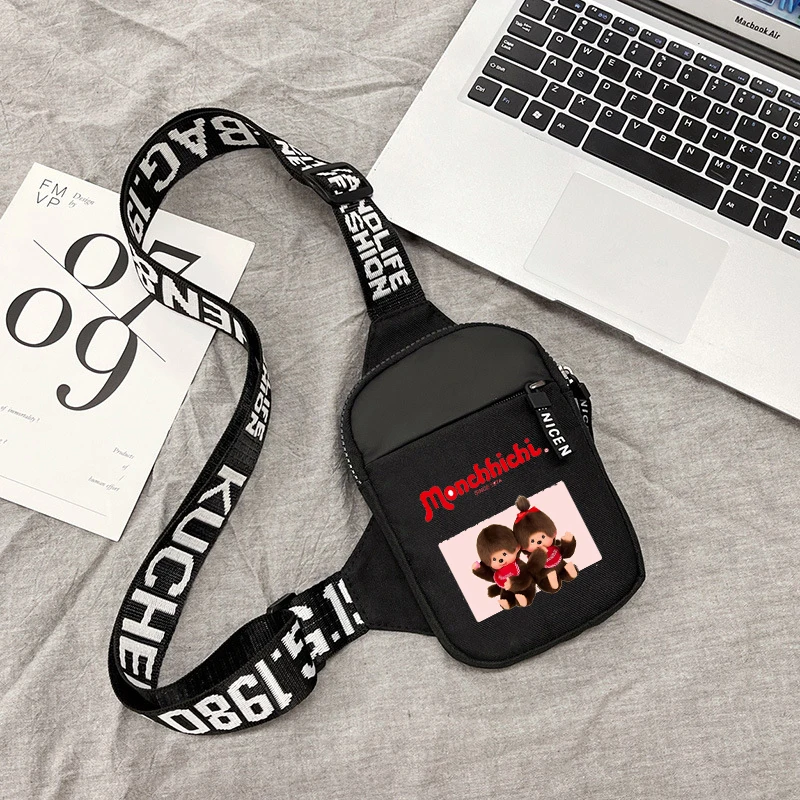 

Monchhichi Chest Bag Girl Boy Kawaii Anime Figure Shoulder Bags Outdoor Portable Mobile Phone Storage Pouch Travel Backpack Gift