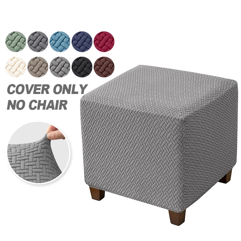 1PC Quadratische Jacquard Ottomane Abdeckungen Anti-schmutzig Langlebig Fußstütze Schonbezug Stretch All Inclusive Hocker Abdeckungen Möbel Schutz