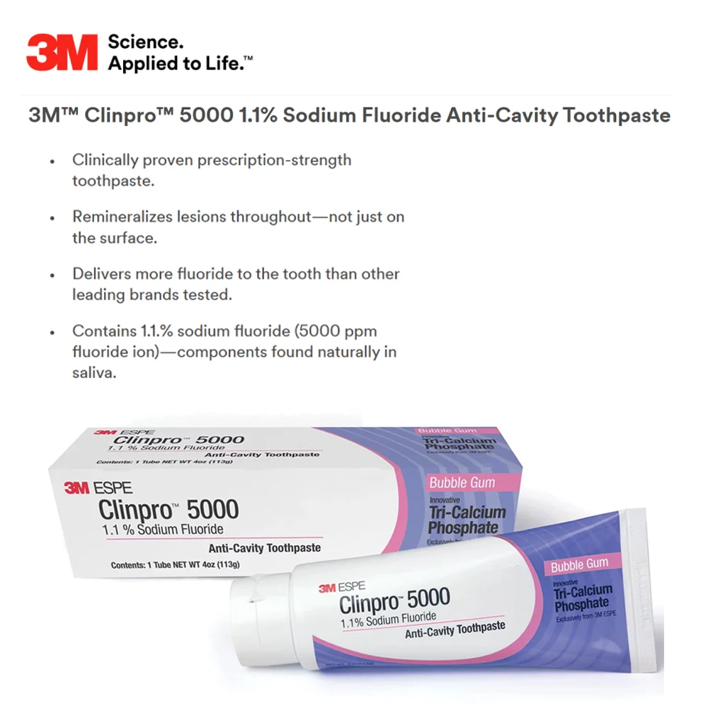 3M Clinpro 5000 Toothpaste Ppm Anti-Cavity Caries Prevent High Fluoride Teeth Varnish Orthodontic Cream Paste Dental