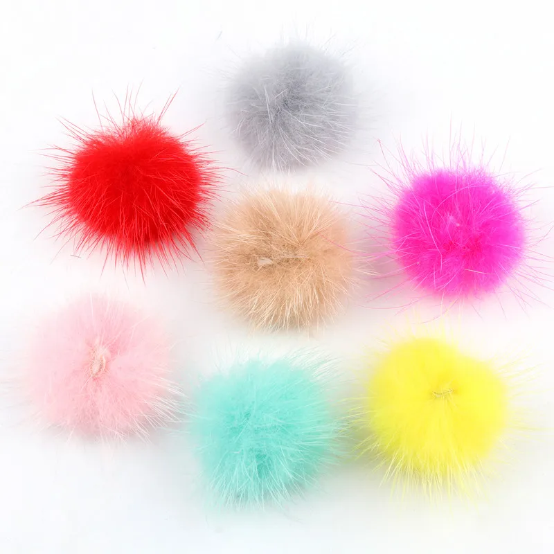 Real Fur Pompom 3cm Mink Pom Poms Hat Decor Fur Balls Pompom Kids Key Chain Trim DIY Jewelry Crafts Accessories