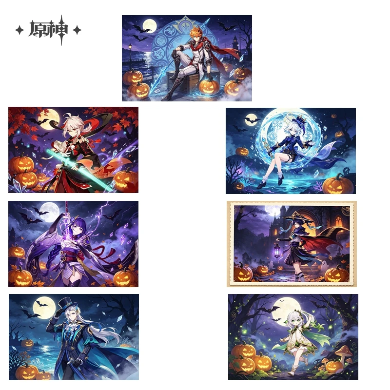 Spiel Genshin Impact Wanderer Xiao ZhongLi Furina Tartaglia Cosplay Halloween-Postkarten und Grußkarten Halloween-Geschenke – Detail 2