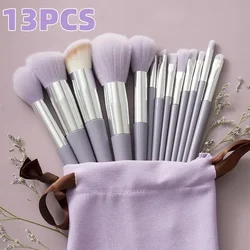 Juego de brochas de maquillaje para mujer, 13 piezas, sombra de ojos, base, cosmética, sombra de ojos, colorete en polvo, mezcla, herramientas de maquillaje suaves