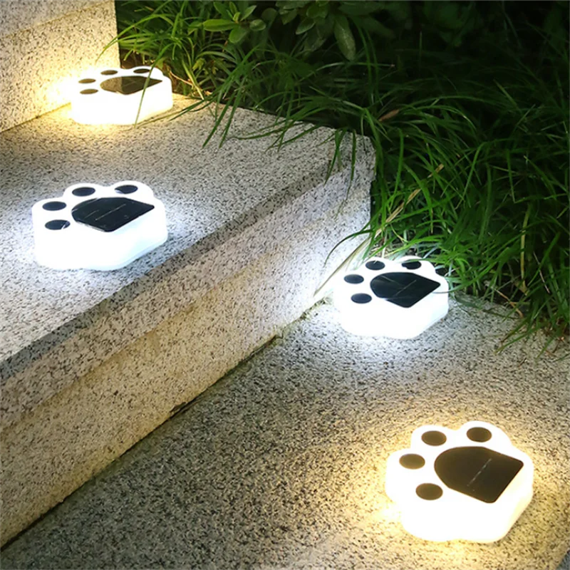 Solar Lawn Bear Paw Lights Outdoor Waterproof Inserted LED Buried  Landscape Lights Cute Animal Paw Shaped Lamp For Patio Yard