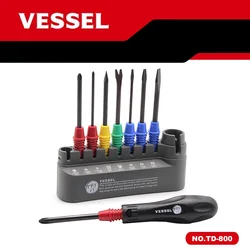 VESSEL No.TD-800 8pcs Interchangeable Driver Blades Screwdriver Set with a Stand