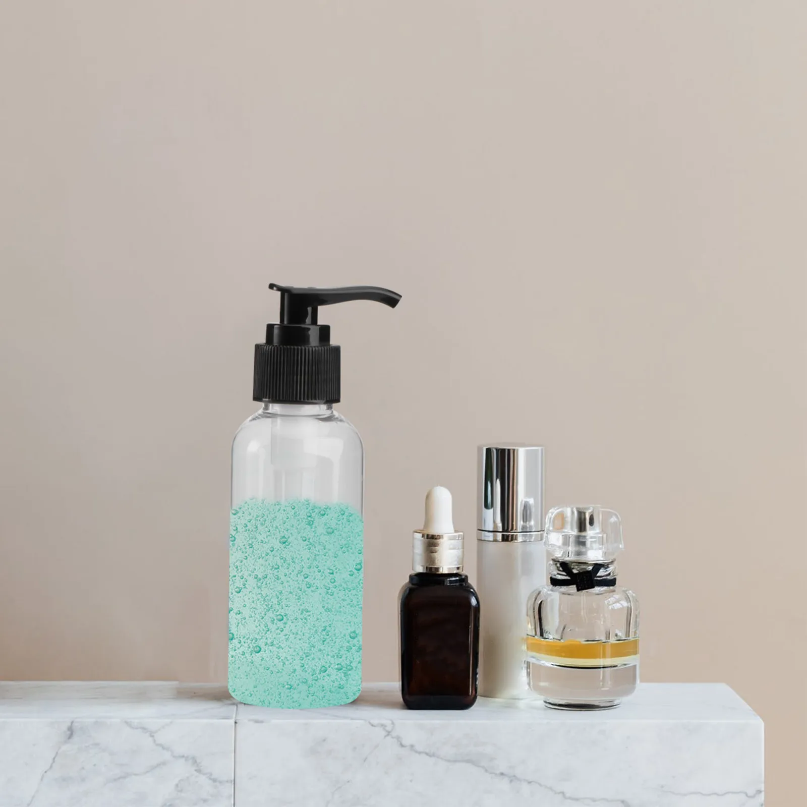 5Pcs Press Pump Bottles Black Simple Refillable Subpackaging Bottles for Shower Gel Lotion Soap Storage Convenient Home Use