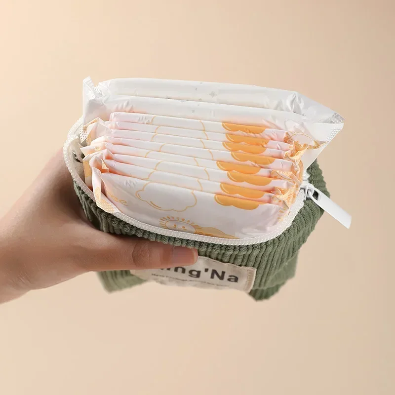 Large Capacity Fabric Sanitary Napkin Storage Bag Cute Portable Period Pouch For Girls Students Travel Tampon Bag