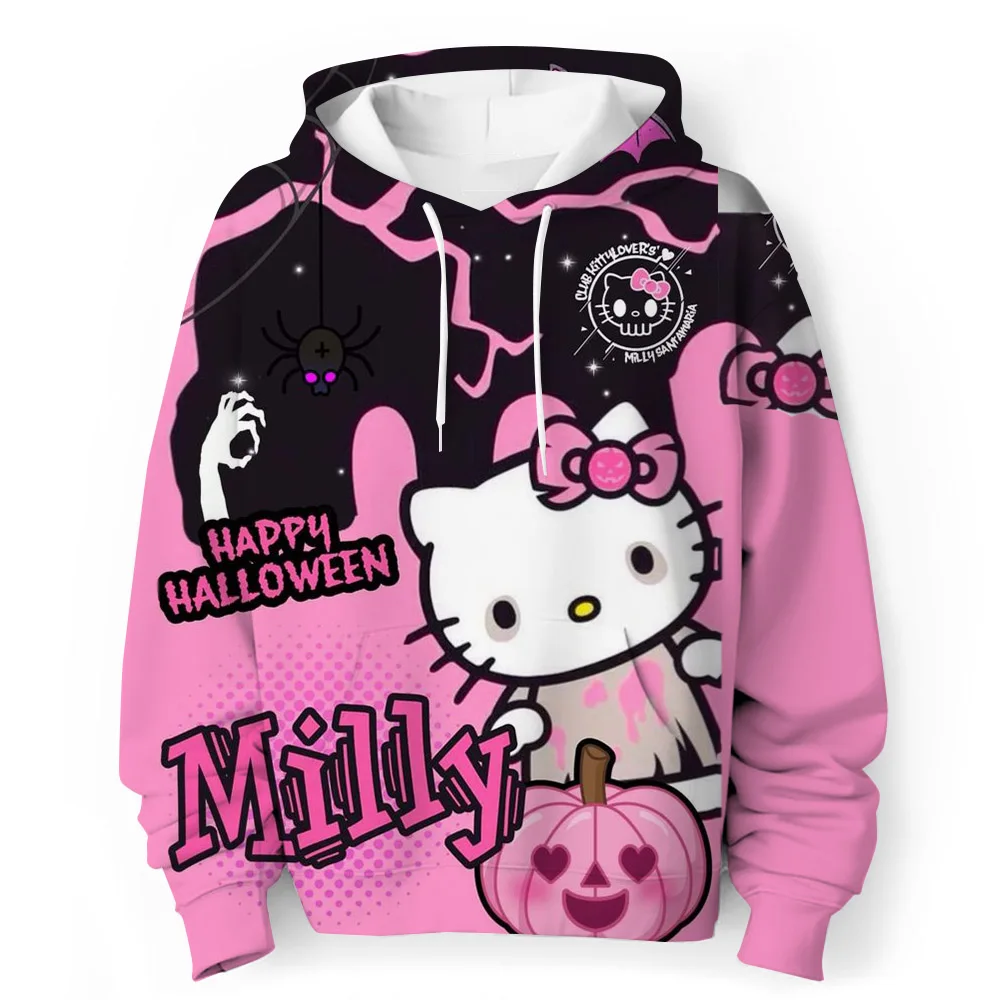 Hello Kitty kawaii children\'s fashion girls autumn clothing baby girl sweatshirt children\'s Kuromi hoodie toddler casual wear