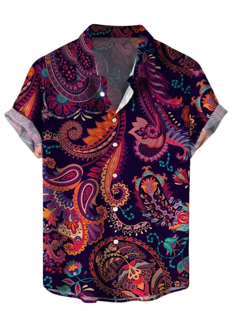 Hawaiiaanse Shirts Voor Heren Casual Tees Vintage Patroon Korte Mouw Top Zomer Mode Shirt Gitaar Print T-Shirt Heren Kleding