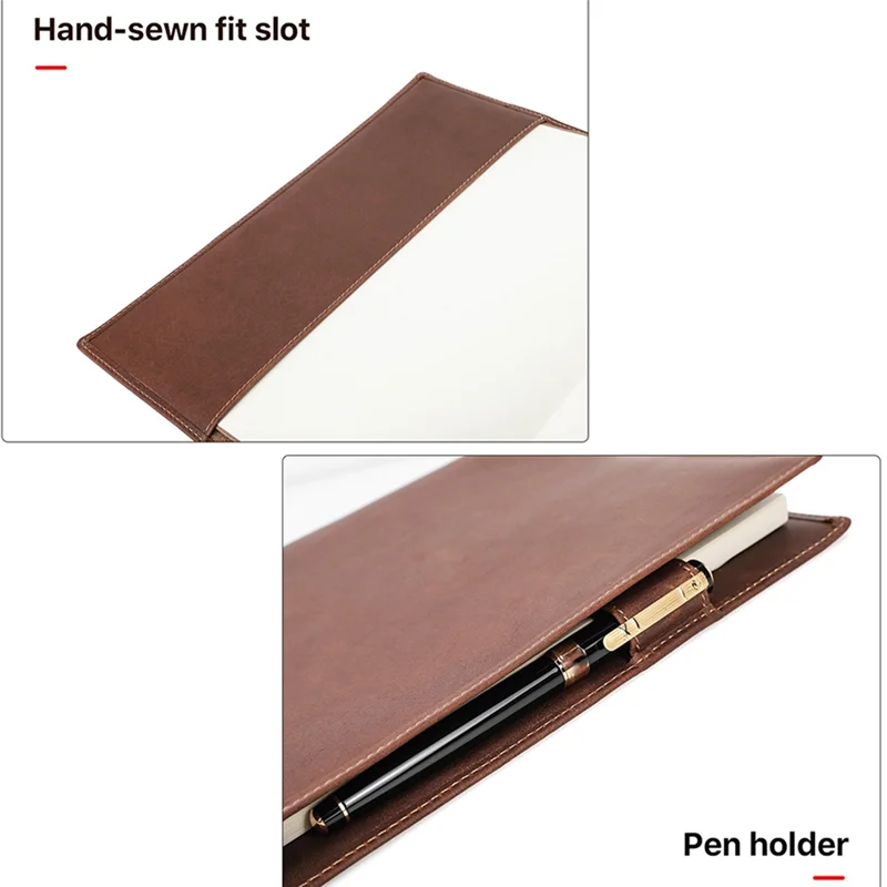 A41Z-Retro Leather Book Cover Sleeve Protector With Pen Holder Business Notepad Notebook Book Case Office School Supplies