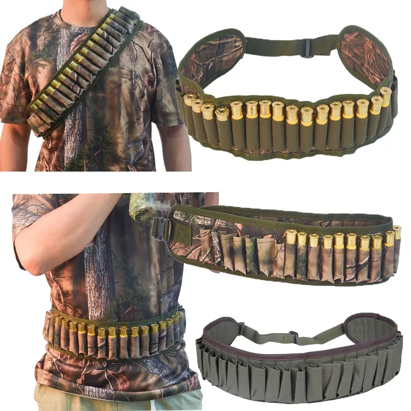 Tactical 28 Rounds 12/20 Gauge Ammo Holder Belt Airsoft Rifle Shotgun Cartridges Pouch Hunting Shotgun Shell Ammo Belt Holster