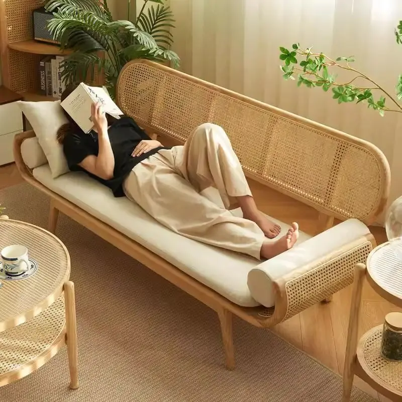 

Стильный диван из ротанга из цельного дерева B & B, двойной стул из ротанга для гостиной, дизайнерский креативный стул для отдыха в маленькой квартире, скамейка