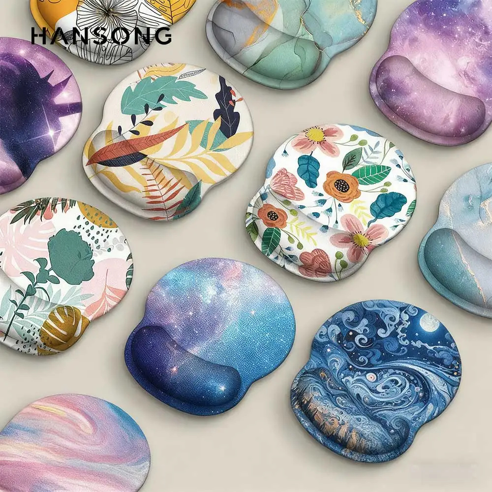 Flowers Natural Design Mouse Pad Wrist Ergonomic Soft Anti-Slip Wrist Rest Support Mat Computer Mouse Pad For Office