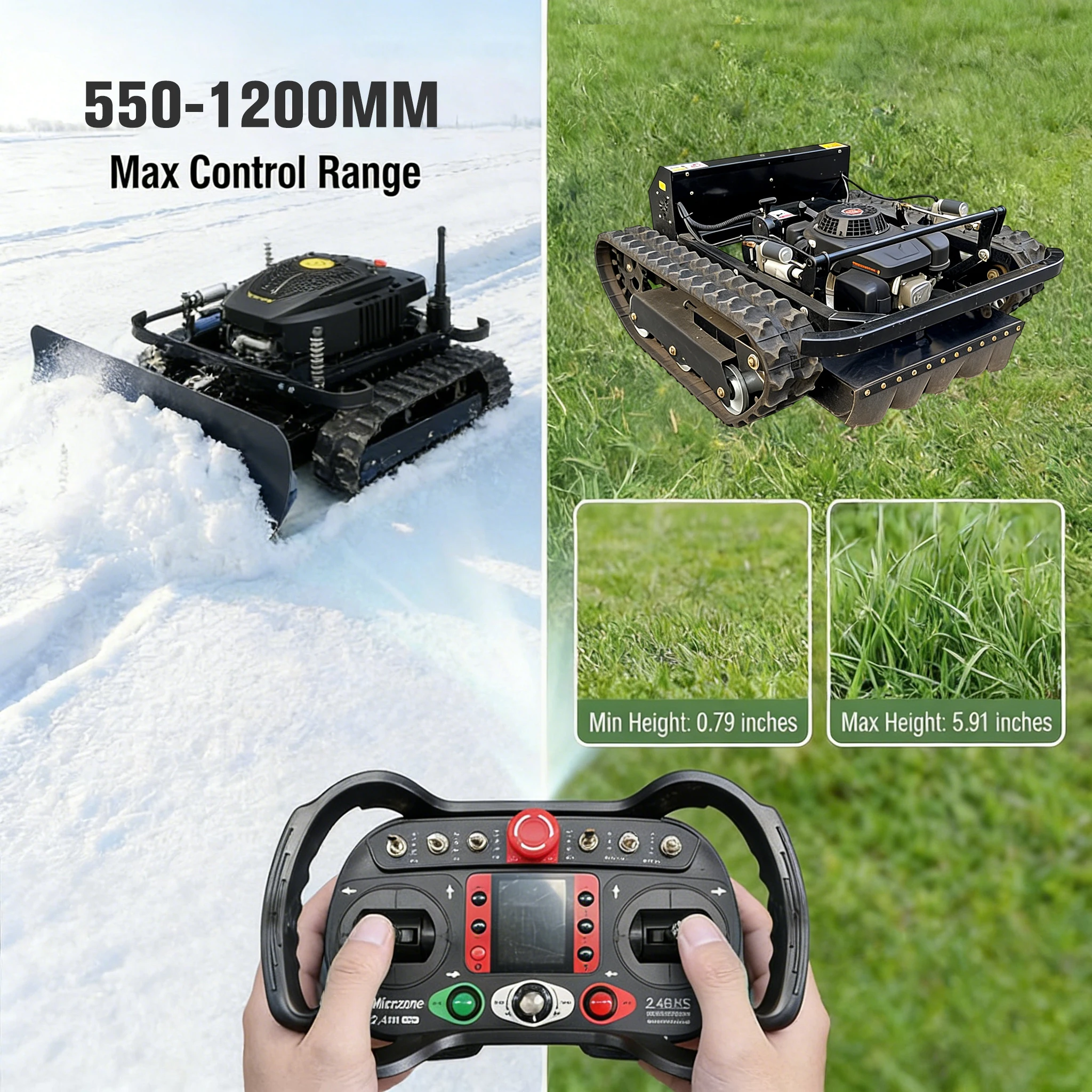 Maßgefertigter Kleiner Ferngesteuerter Rasentraktor 800mm Schnittbreite 224cc Motor Langlebiger Automatischer Rasenmäher – Detail 10