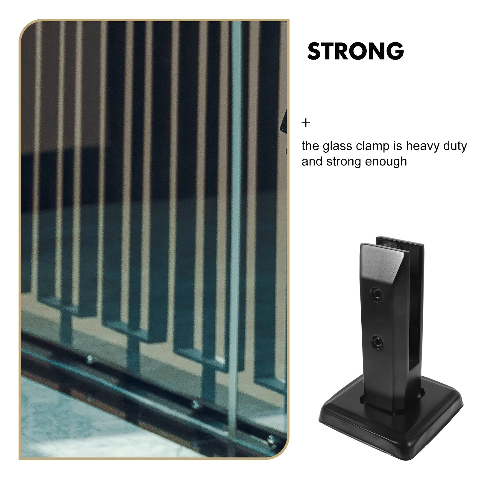 

Glass Clamp Accessories 160mm Black Stainless Steel Stair Railing Clips Floor Mount Glass Retainer Construction Tools