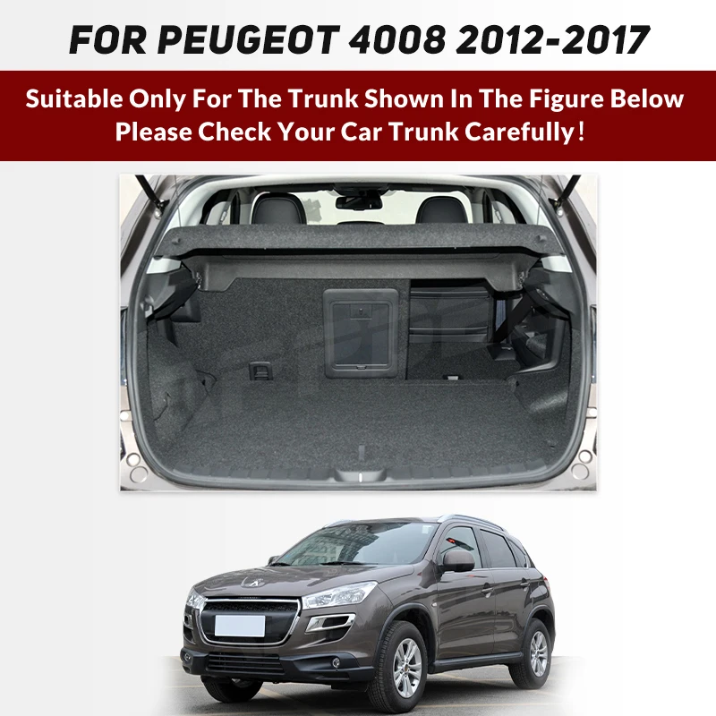 Auto Full Coverage Trunk Mat For PEUGEOT 4008 5-Seat 2012-2017 16 15 14 13Car Boot Cover Pad Interior Protector Accessories