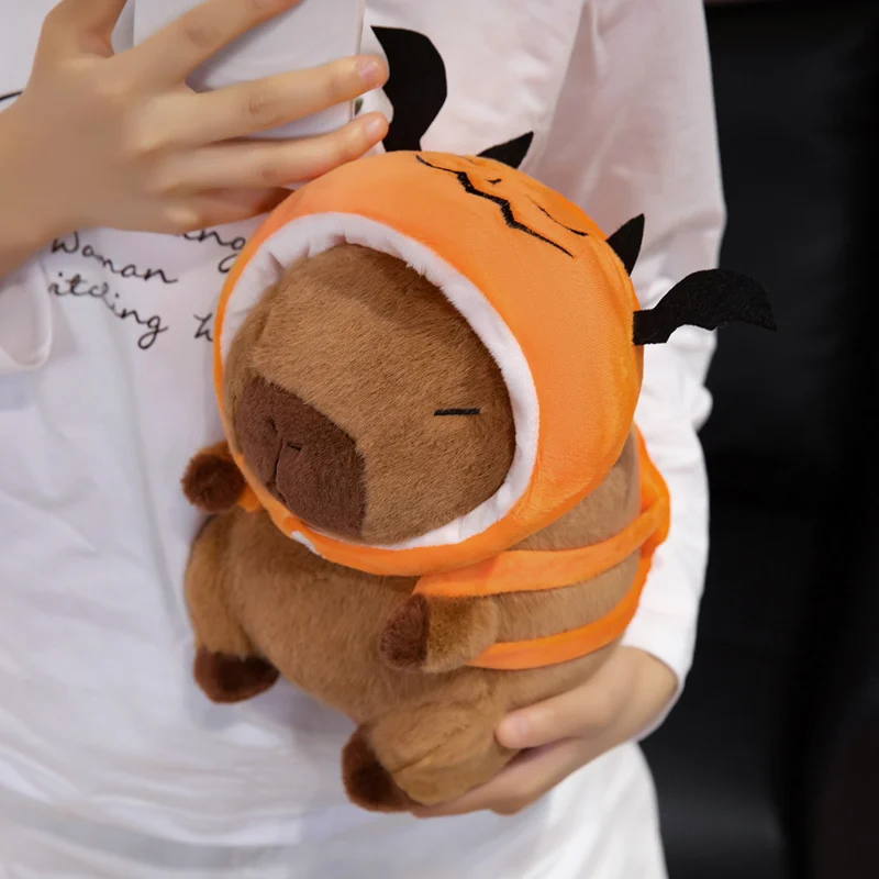 20 cm Leuke Halloween Pompoen Hoofddeksels Capybara Knuffels Schattige Gevulde Duivel Hoofddeksels Capibara Pop Verjaardagscadeautjes voor Kinderen