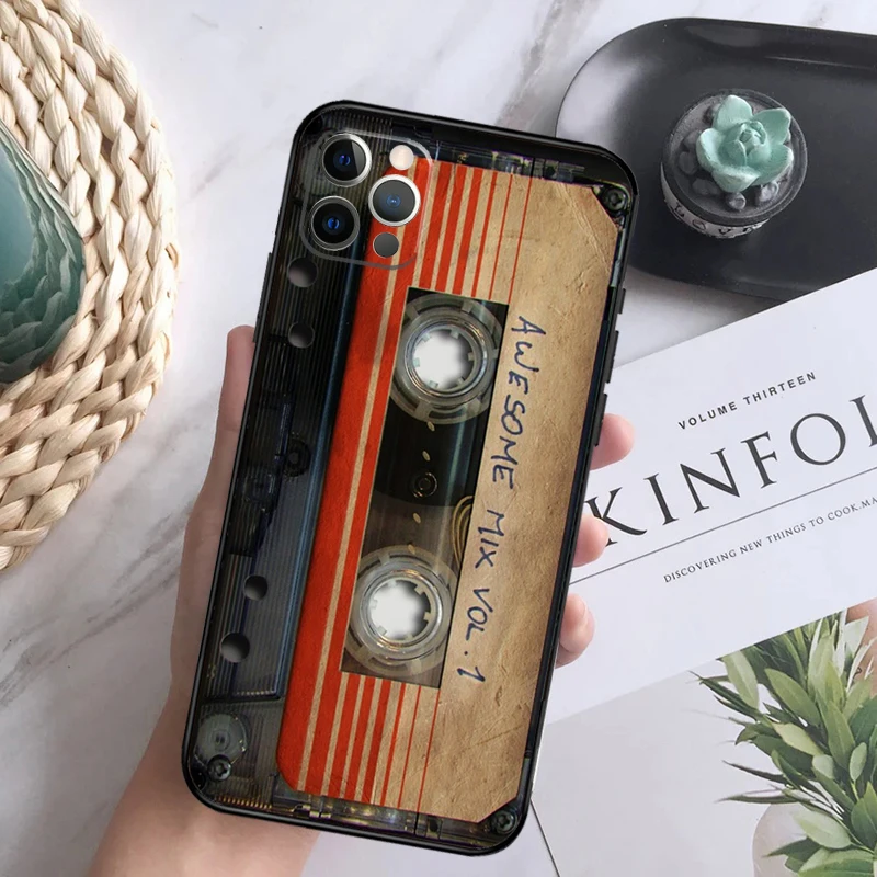 Cassette Tape Phone Case For iPhone 16 Pro 11 12 13 14 15 Pro Max Mini XS X XR 7 8 16 Plus Cover Coque