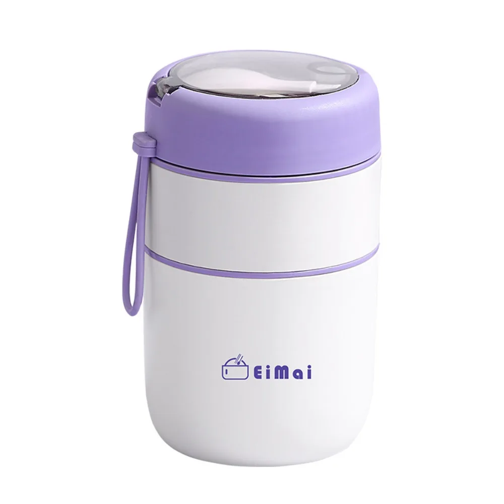 

Stainless Steel Thermal Lunch Box 680ml Leak-Proof Double Layers Lunch Box with Spoon Multi-Layer Insulated Food Container