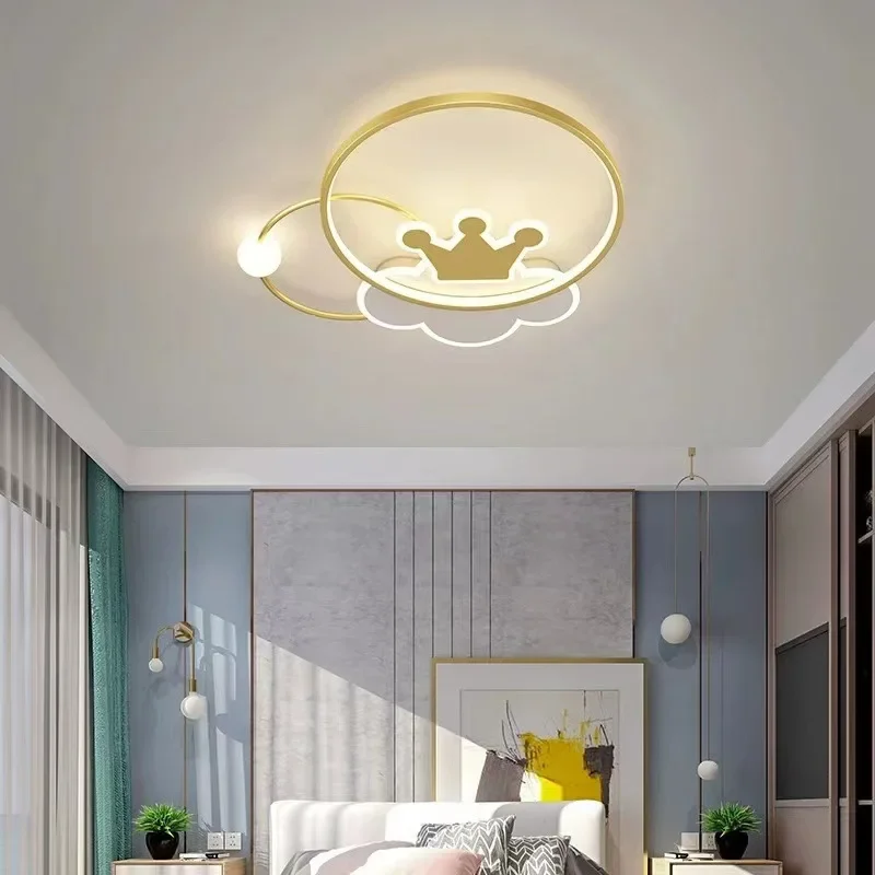Moderne LED Deckenleuchte Kinder Schlafzimmer Lampe Wohnzimmer Esszimmer Wohnkultur Niedliche Krone Deckenleuchter Innenbeleuchtungskörper