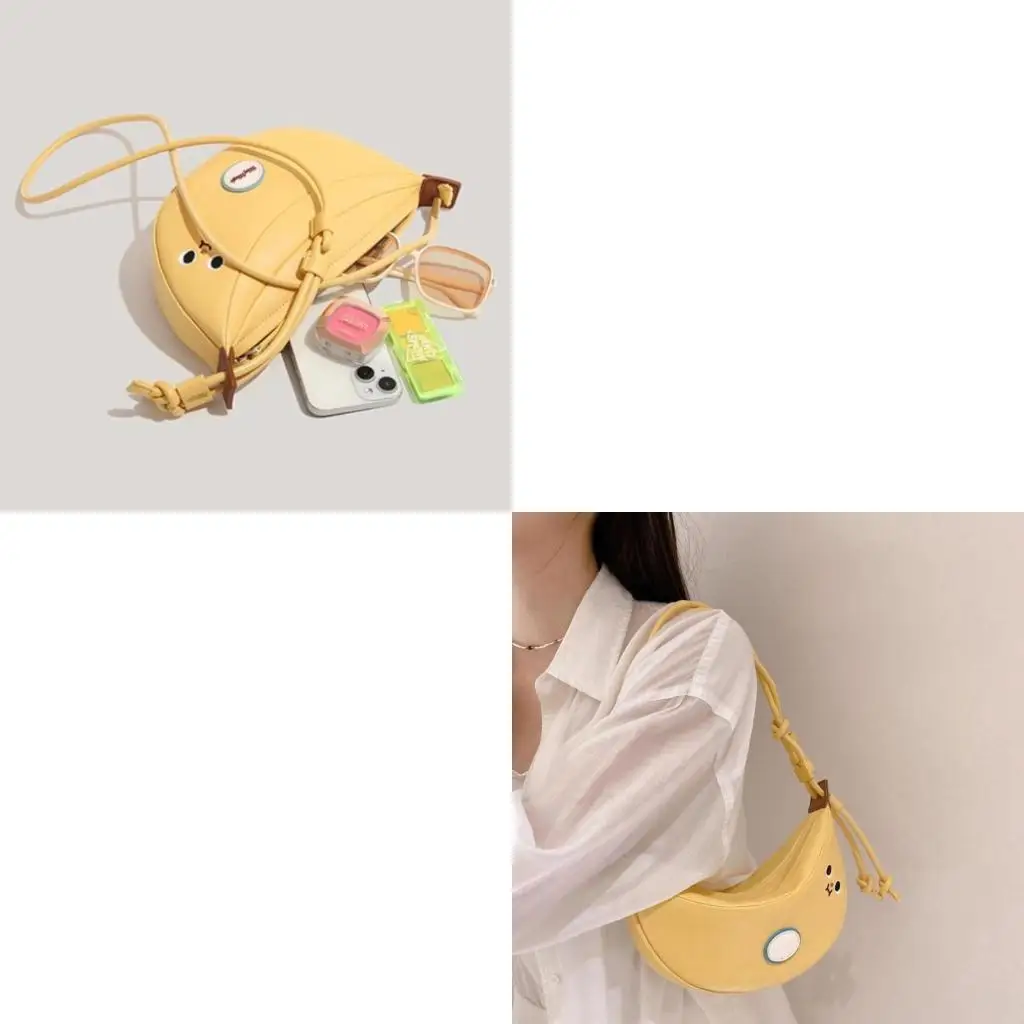

D46D Stylish Crossbody Bag for Women and Girls in Banana Shoulder Bags PU Leather Satchel Purse for Shopping and Travel