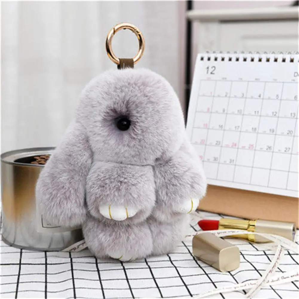 Plush Bunny Keychain Rabbit Keychain Ring Fluffy Fur Pompon Bunny Doll Pendant Key Chain Charm Cute Key Ring On Bag Car Key Pend