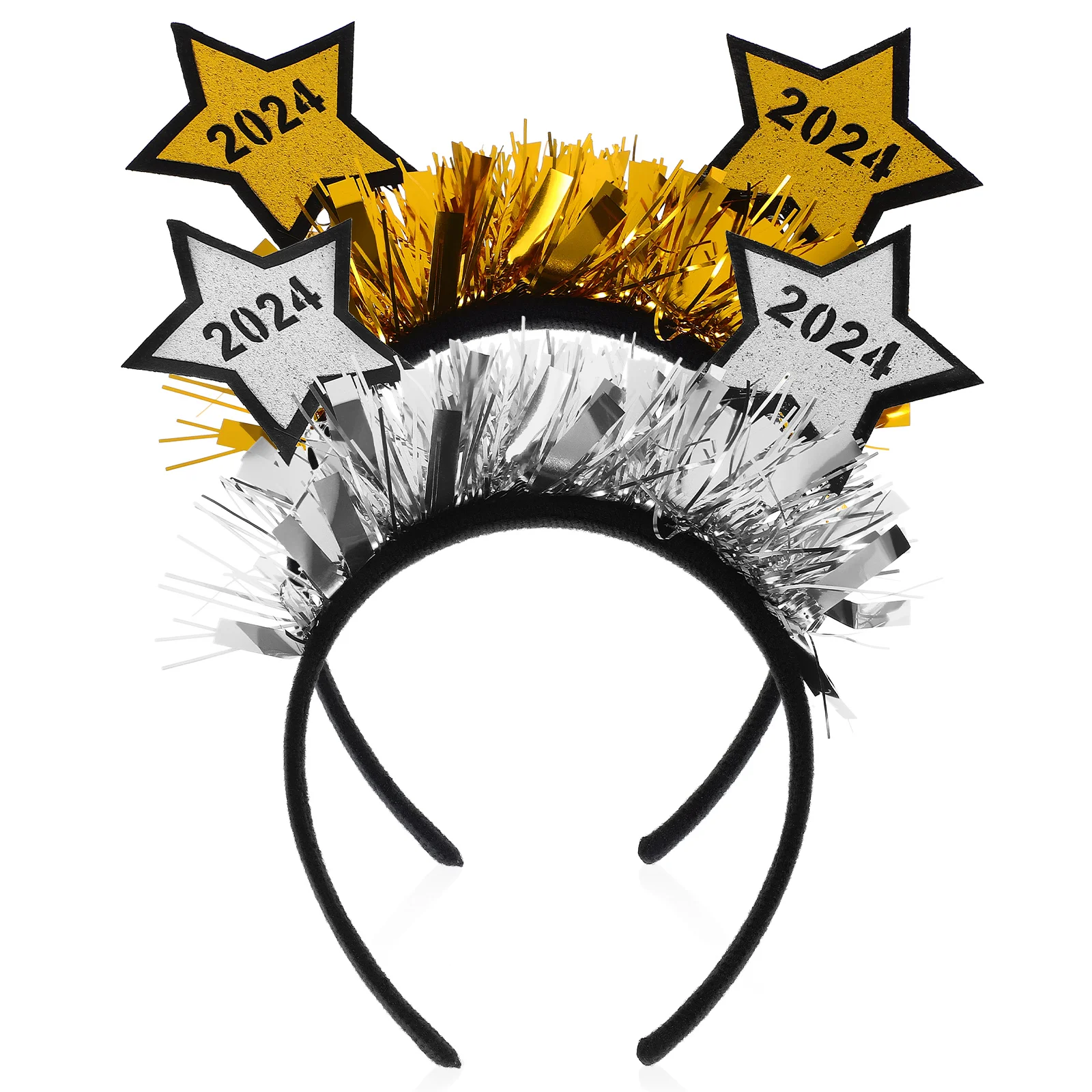 

2 Pcs New Year Headband 2024 Gold Silver Star Party Headbands Cosplay Adults Plastic Women Comfortable Festive