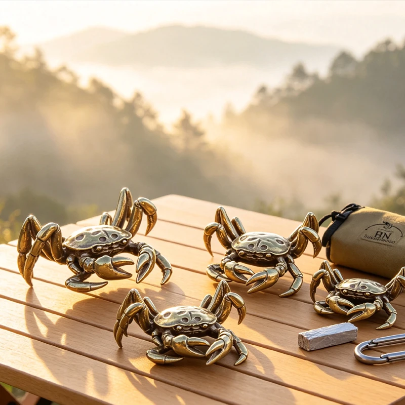Soild Brass crab Figurines Miniatures Desktop Ornament Tricky Spoof Insect Toy Retro Animal Small Statue Craft Collection