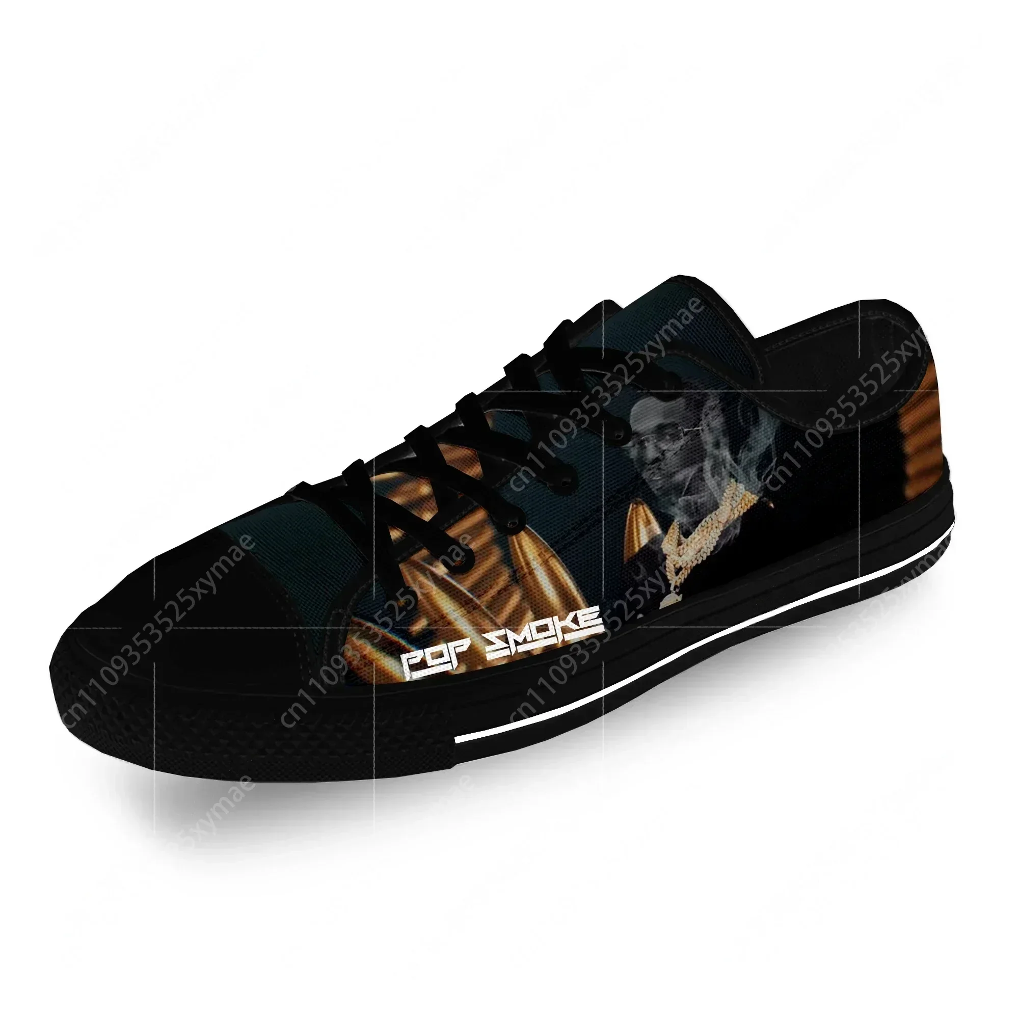 Pop Smoke Rap Rapper Hip Hop Music Casual Cloth Fashion 3D Print Low Top Canvas Shoes Men Women Lightweight Breathable Sneakers