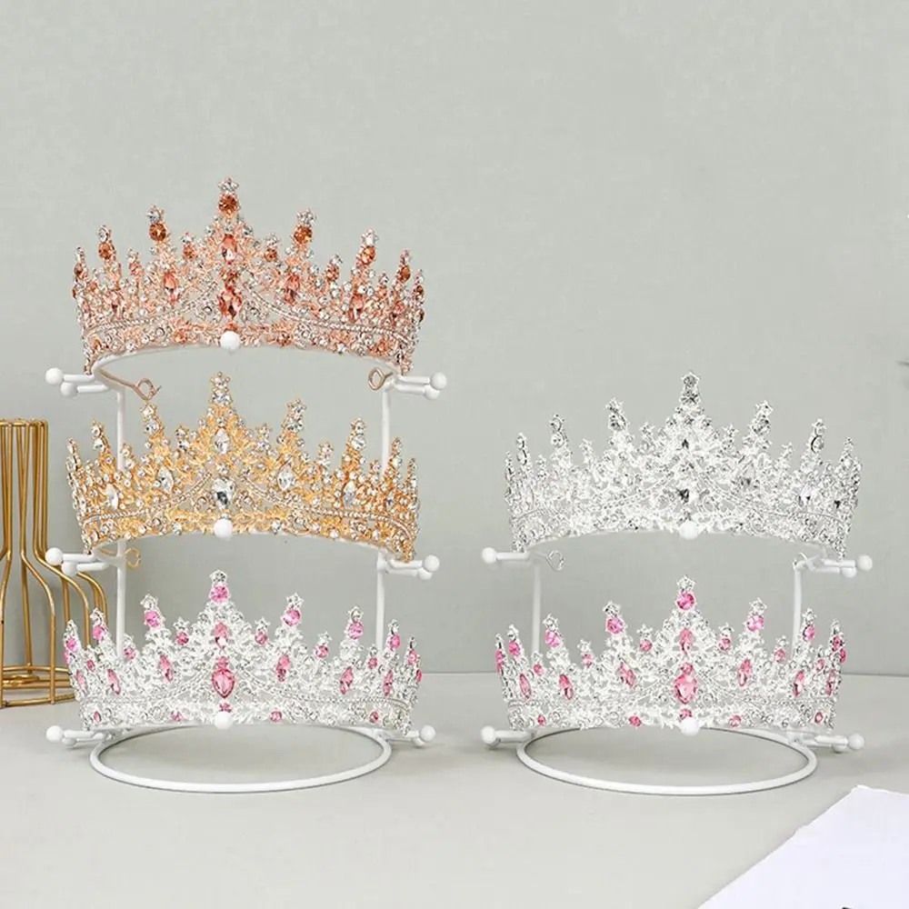 

Durable Iron Crown Display Stand Three-tier High Capacity Crown Stand Holder Gold Crown Storage Rack Exhibition