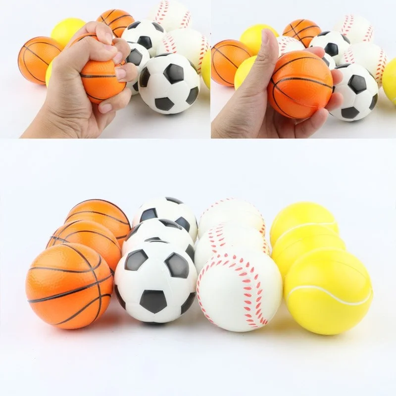 1pc Soft Foam Squeeze Ball Brinquedos Futebol Basketball Baseball Tennis Perfeito Anti-Stress Toy para Crianças