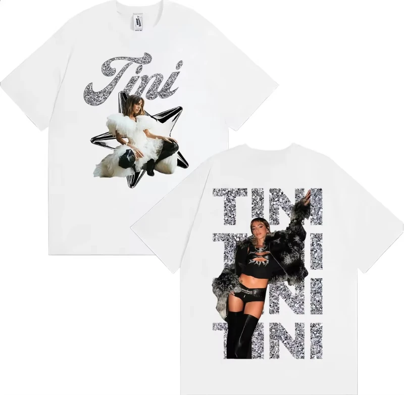 Singer Tini Stoessel Album Double Sided Print T Shirts Men Women Fashion Aesthetic Vintage T-shirt Cotton Oversized Tshirt