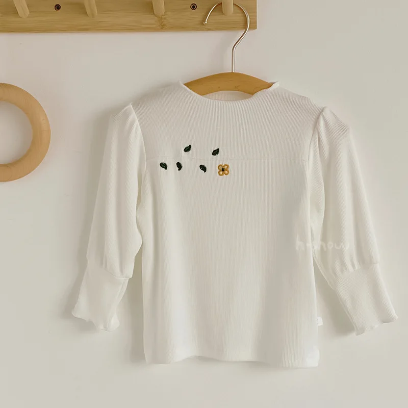 Elastic Fine Thread T-shirt for Children's Autumn New Style Girls' Base Shirt